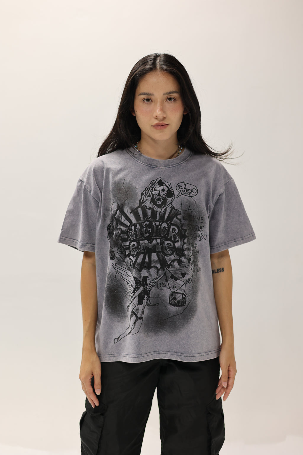 VICTOR EME - LA MUERTE ACID WASH TEE