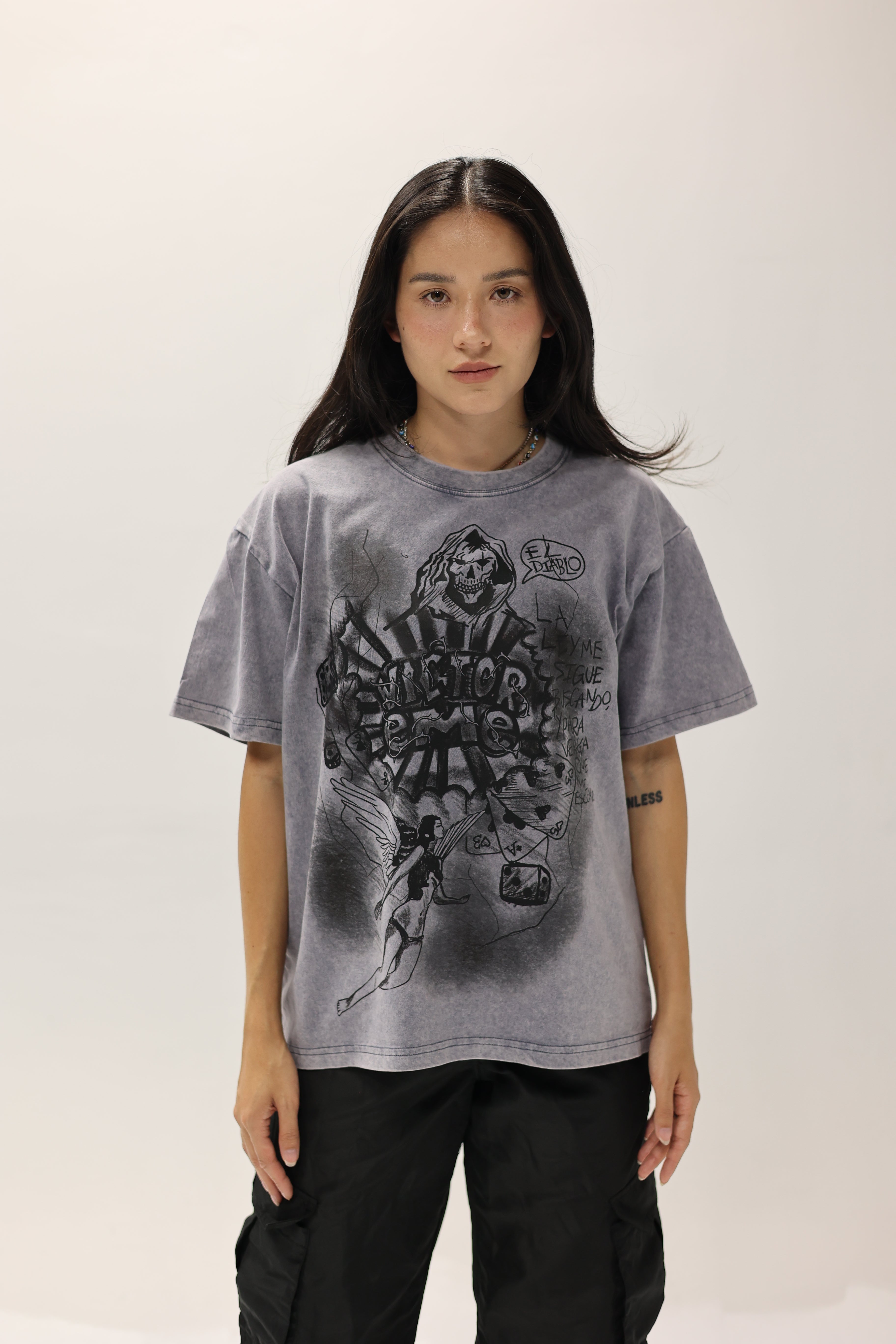 VICTOR EME - LA MUERTE ACID WASH TEE