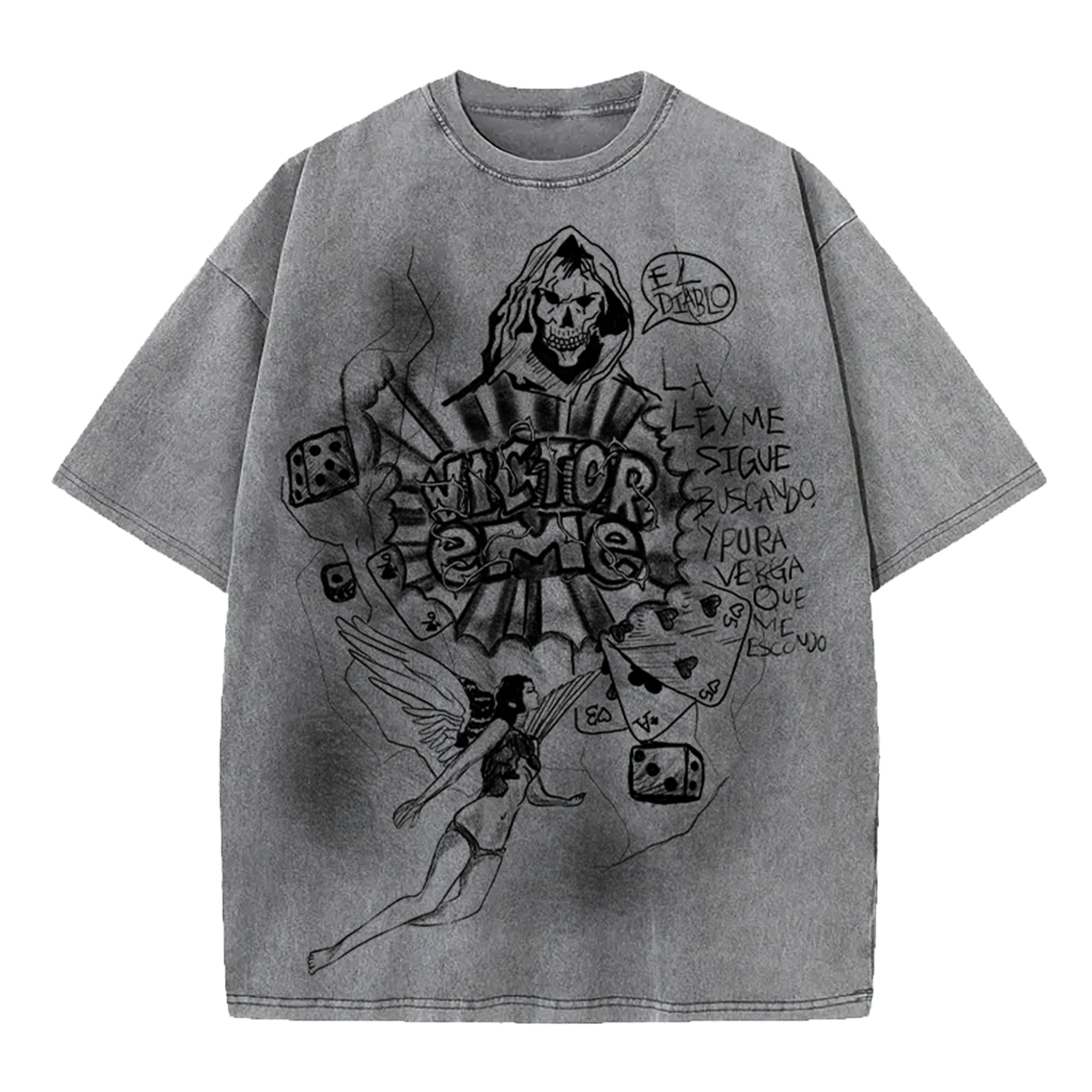 VICTOR EME - LA MUERTE ACID WASH TEE